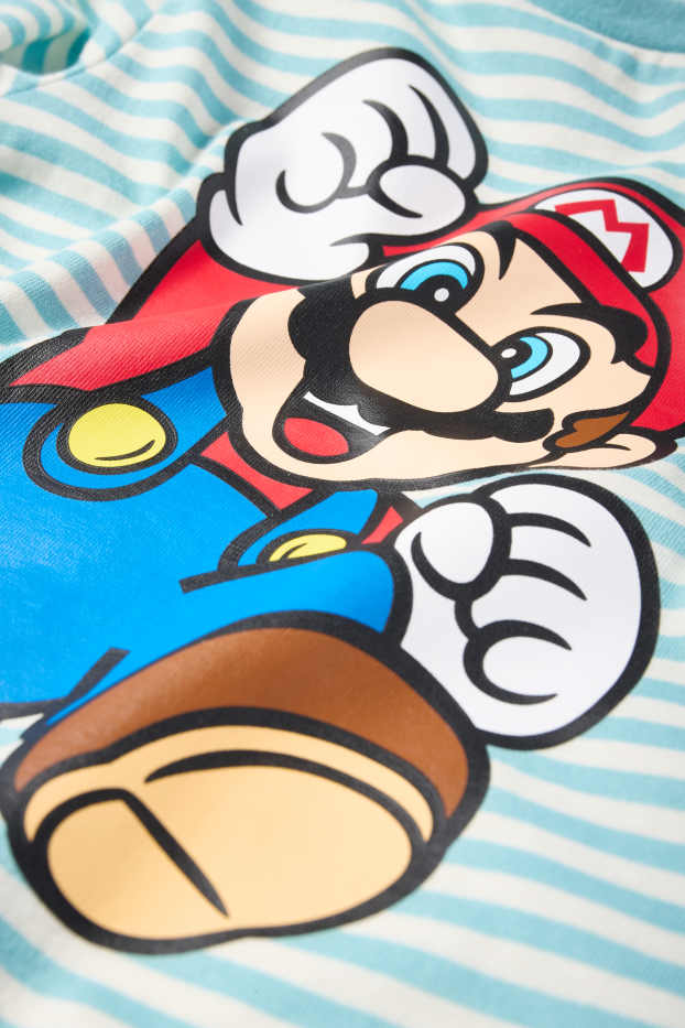 Copii - Băieți - Super Mario - tricou cu mânecă scurtă - cu dungi - turcoaz