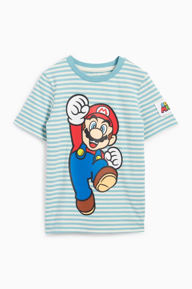 Copii - Băieți - Super Mario - tricou cu mânecă scurtă - cu dungi - turcoaz