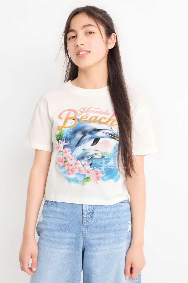 Enfants filles - Dauphin - T-shirt - blanc