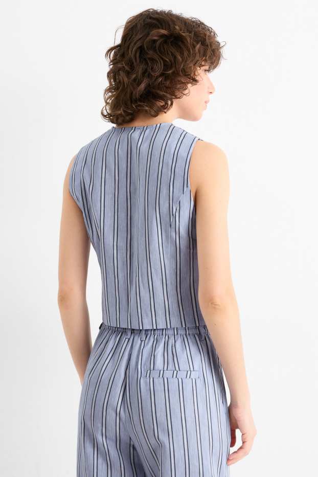 Mujer - Chaleco - de rayas - azul claro