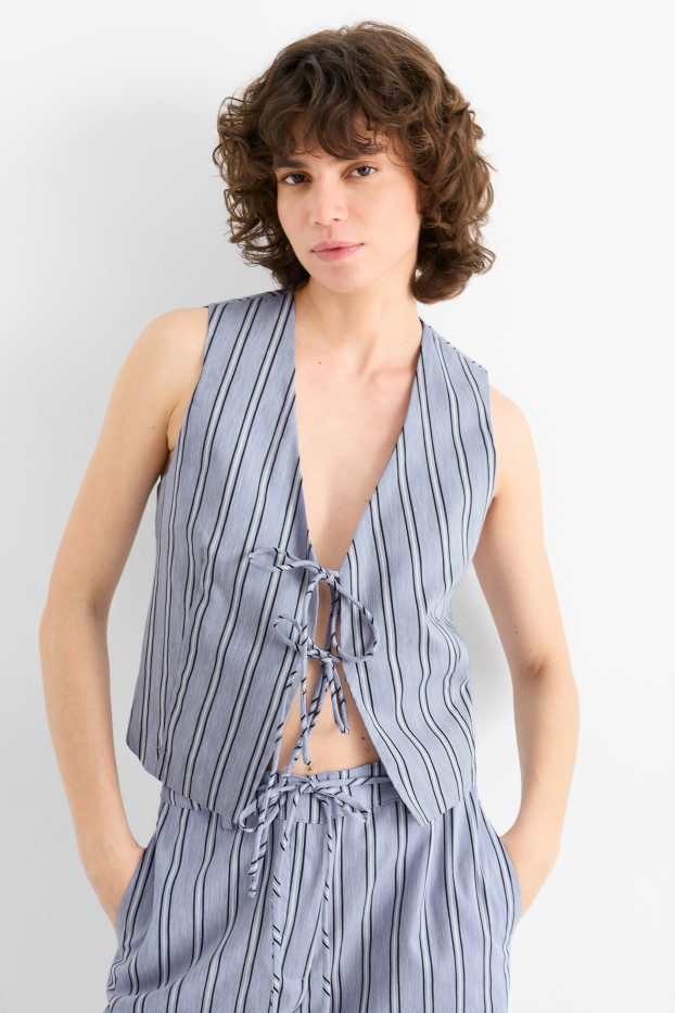 Mujer - Chaleco - de rayas - azul claro