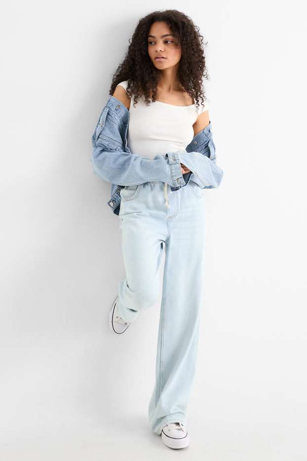 Dona - Wide leg jeans - mid waist - texà blau clar