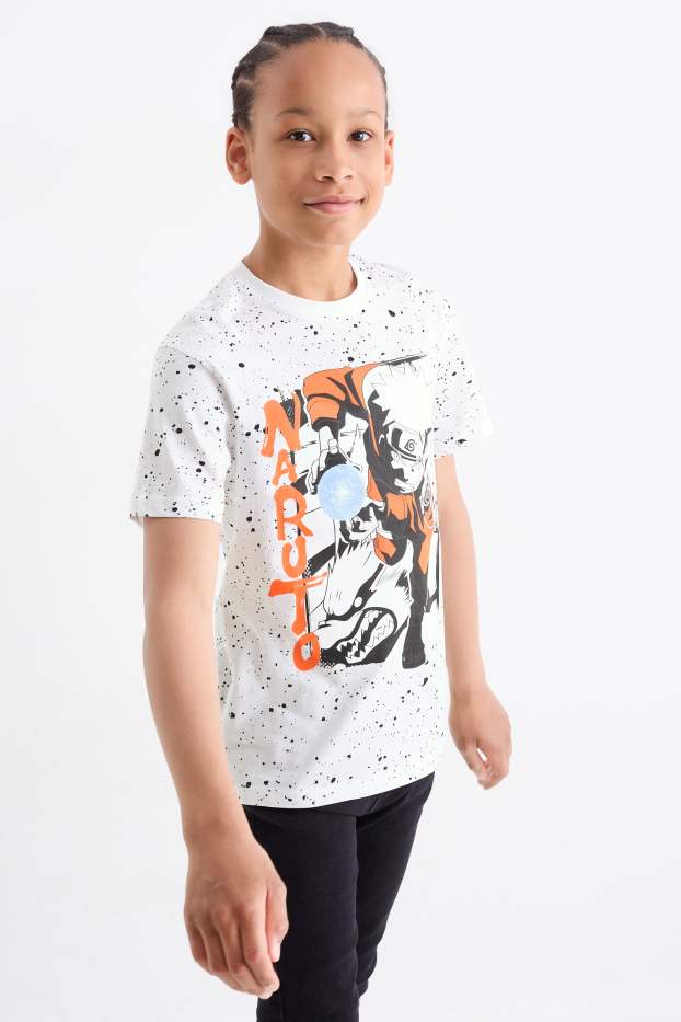 Niños: niños - Naruto - camiseta de manga corta - estampada - blanco