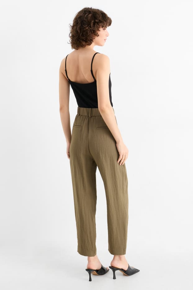 Mujer - Pantalón de oficina - high waist - loose fit - verde
