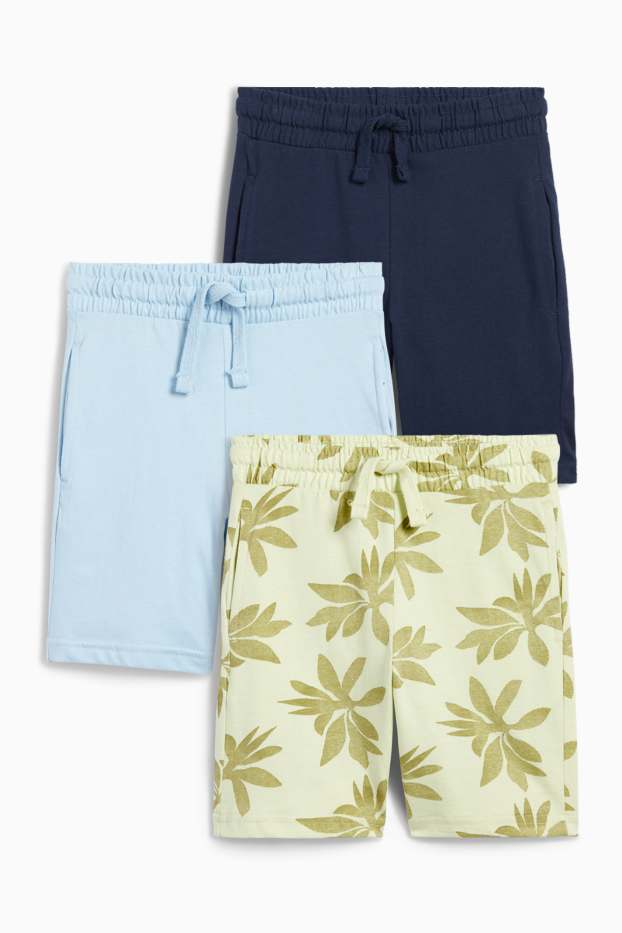 Kinder Buben - Multipack 3er - Monstertruck - Sweat-Bermudas - hellblau