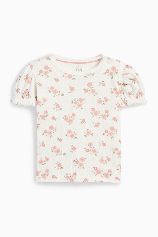Baby: meisjes - Bloemetjes - babyoutfit - 2-delig - roze
