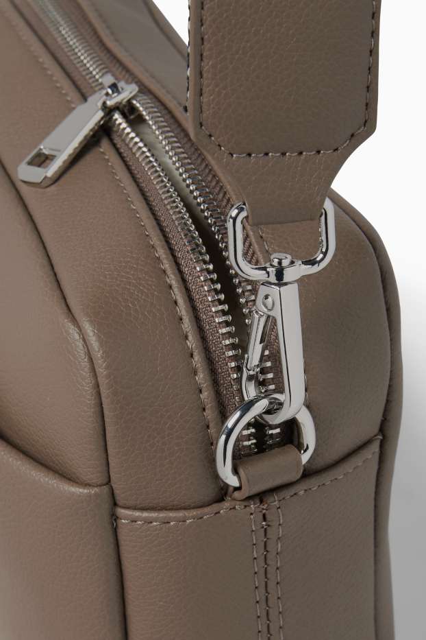 Damen - Umhängetasche mit abnehmbarem Taschengurt - Lederimitat - taupe