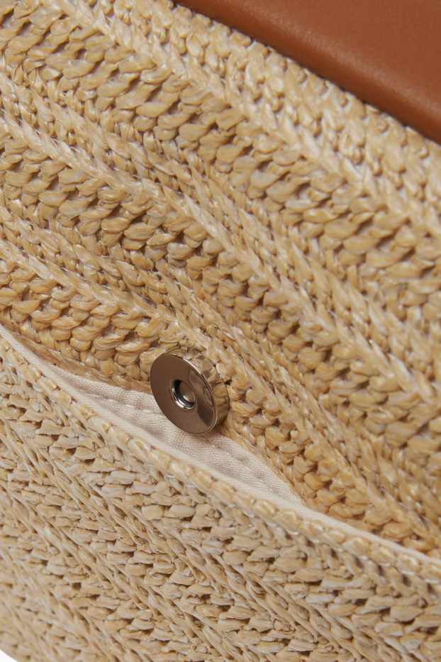 Damen - Stroh-Umhängetasche mit abnehmbarem Taschengurt - beige