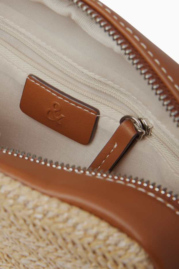 Damen - Stroh-Umhängetasche mit abnehmbarem Taschengurt - beige