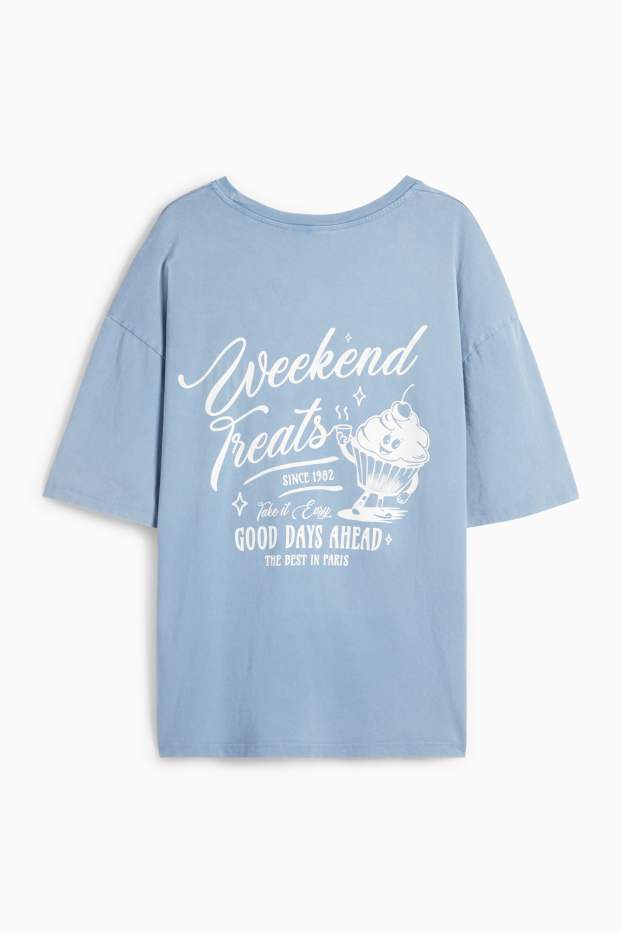 Dámské - Tričko - oversized - světle modrá