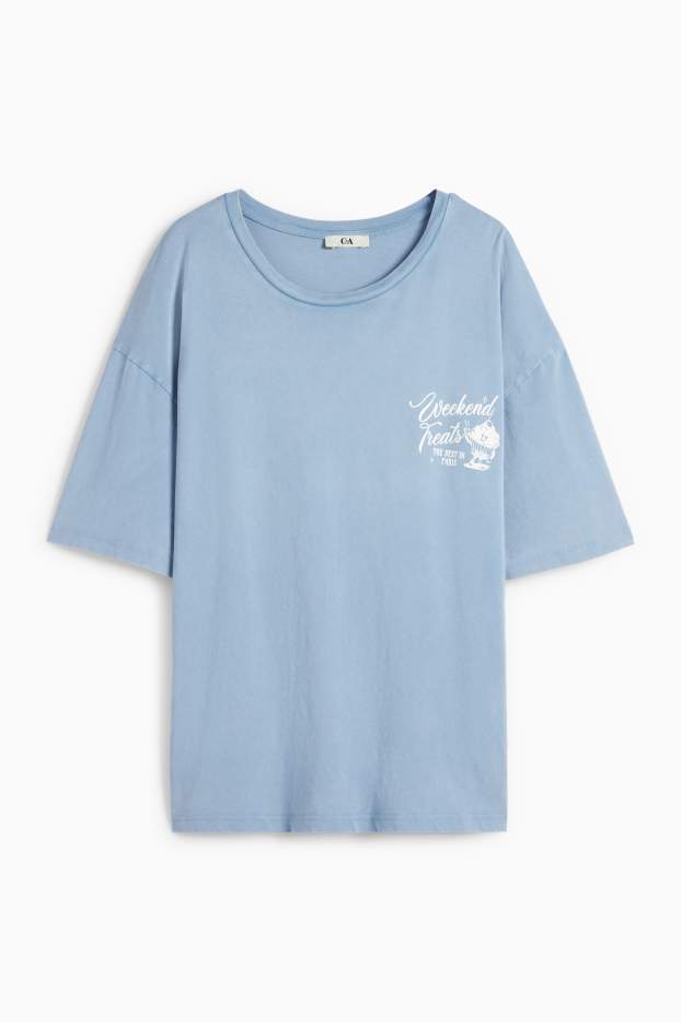 Dámské - Tričko - oversized - světle modrá