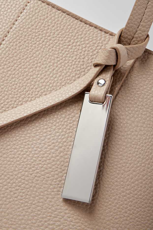 Dames - Grote shopper - imitatieleer - licht beige