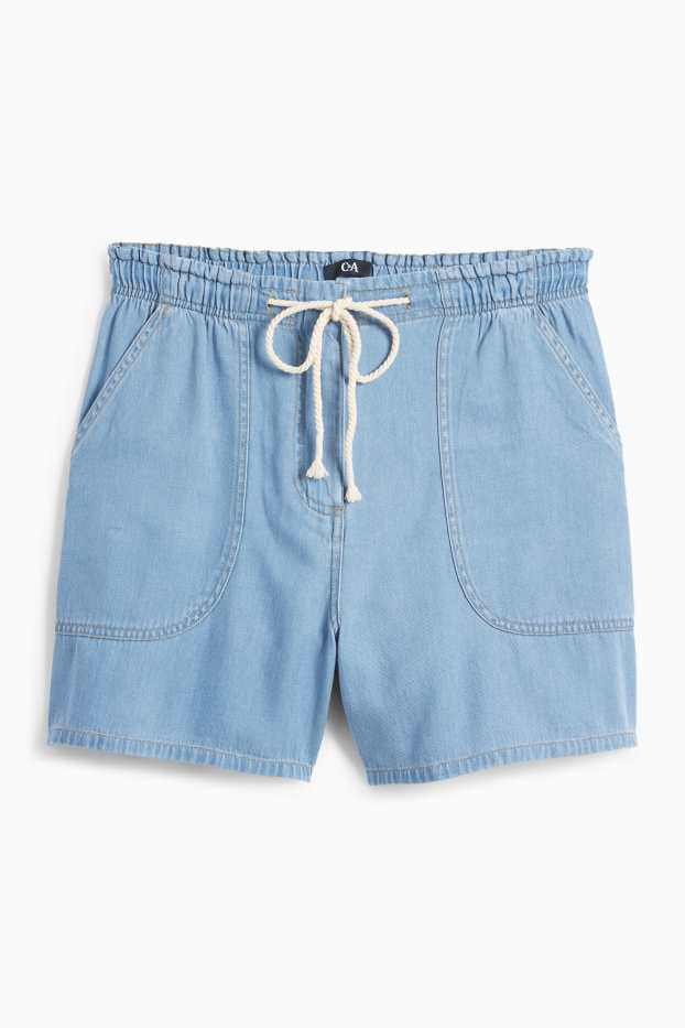 Dona - Pantalons curts - high waist - aspecte texà - texà blau