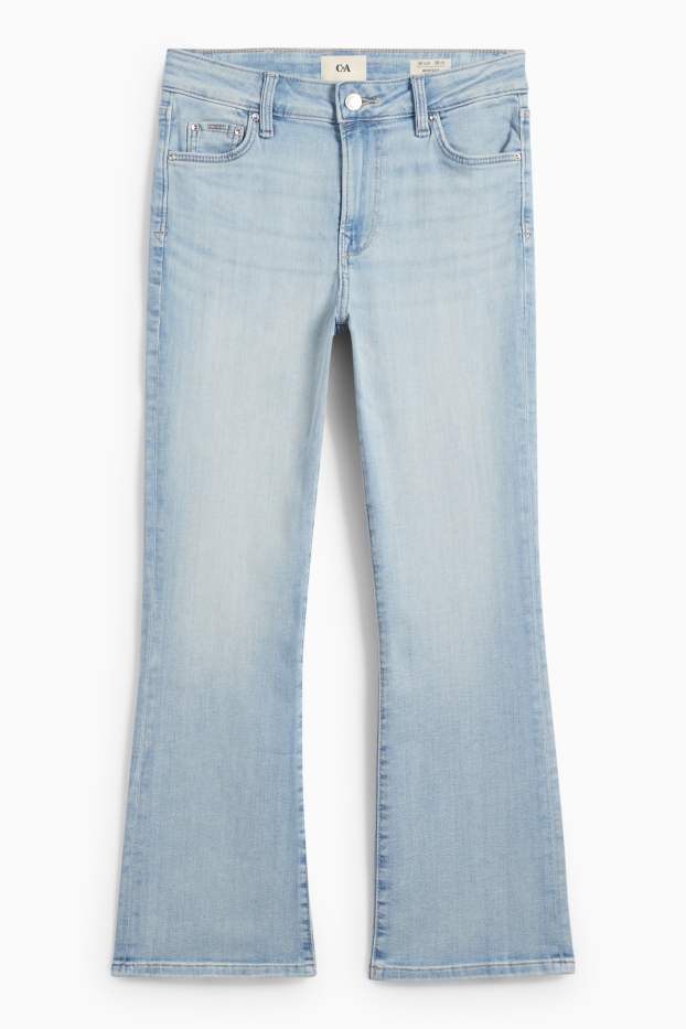 Damen - Crop Bootcut Jeans - Mid Waist - jeansblau