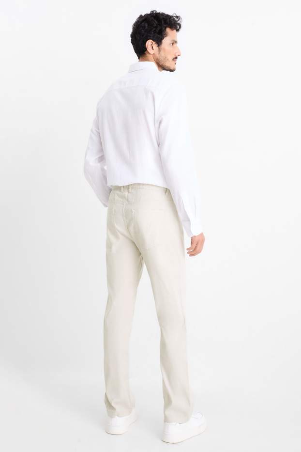 Herren - Hose - Regular Fit - Leinen-Mix - hellbeige