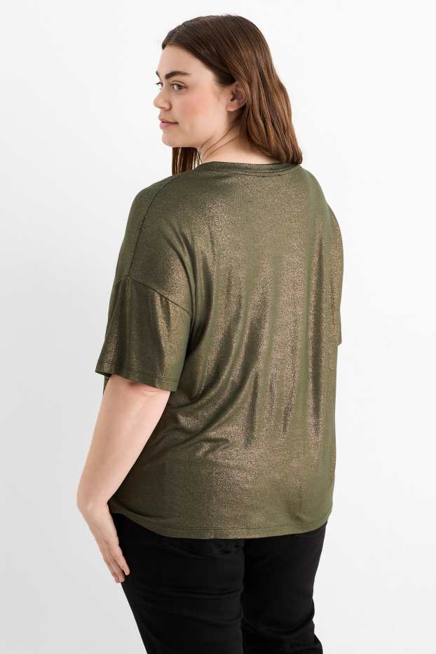 Damen - T-Shirt - glänzend - dunkelgrün