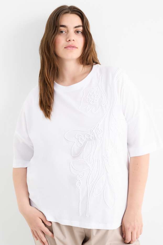 Damen - T-Shirt - Regular Fit - weiß