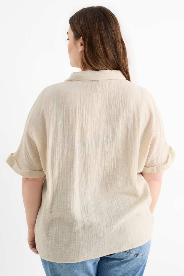 Femmes - Chemisier en gaze de coton - beige clair