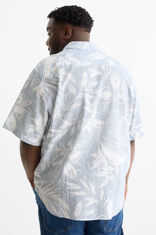 Hommes - Chemise - regular fit - col kent - à motif - texturée - bleu