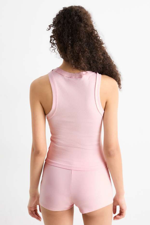 Dames - Top - geribd - roze