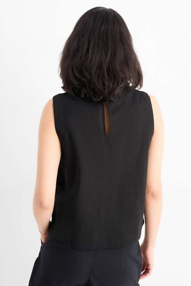 Femmes - Caraco - lin mélangé - noir