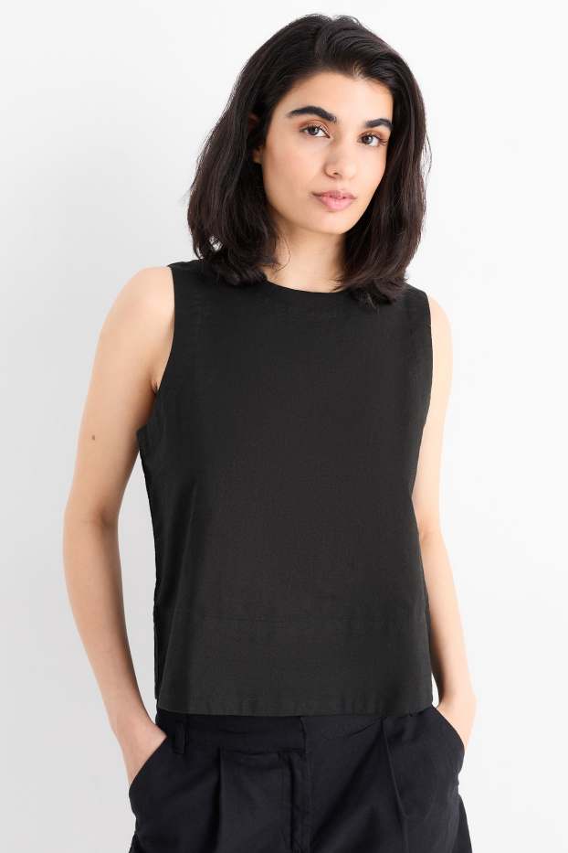 Femmes - Caraco - lin mélangé - noir