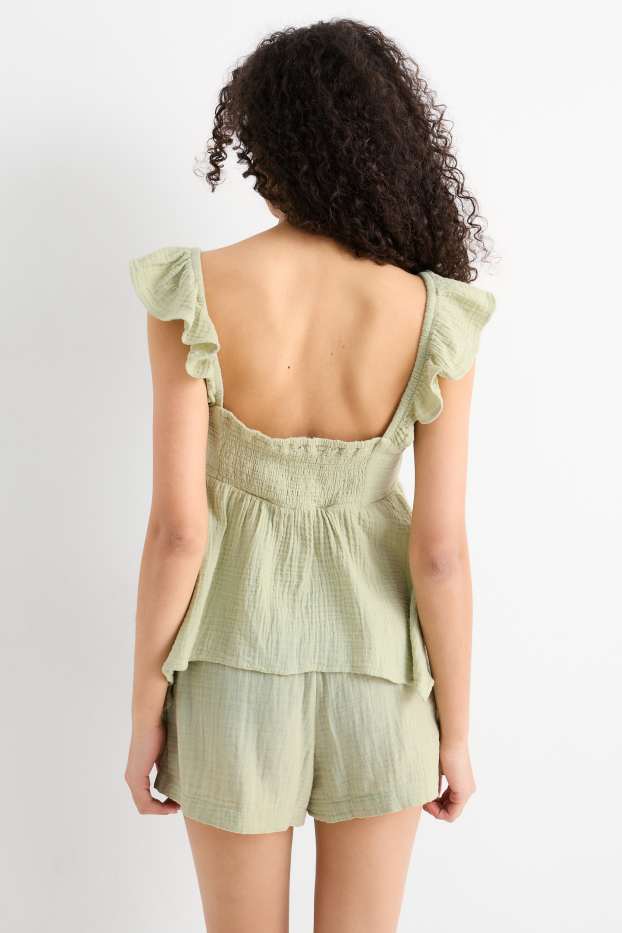 Damen - Musselin-Blusentop - hellgrün