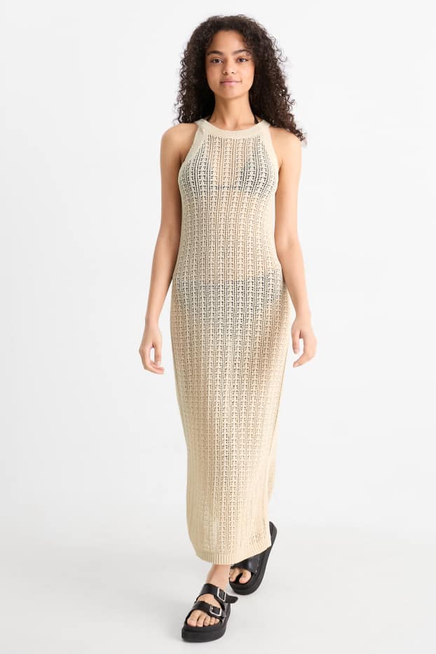 Dona - Vestit de punt de mitja - beix clar