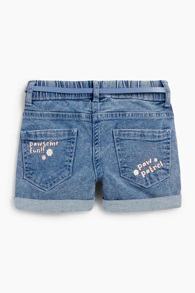 Children Girls - PAW Patrol - Skye - denim shorts with belt - blue denim