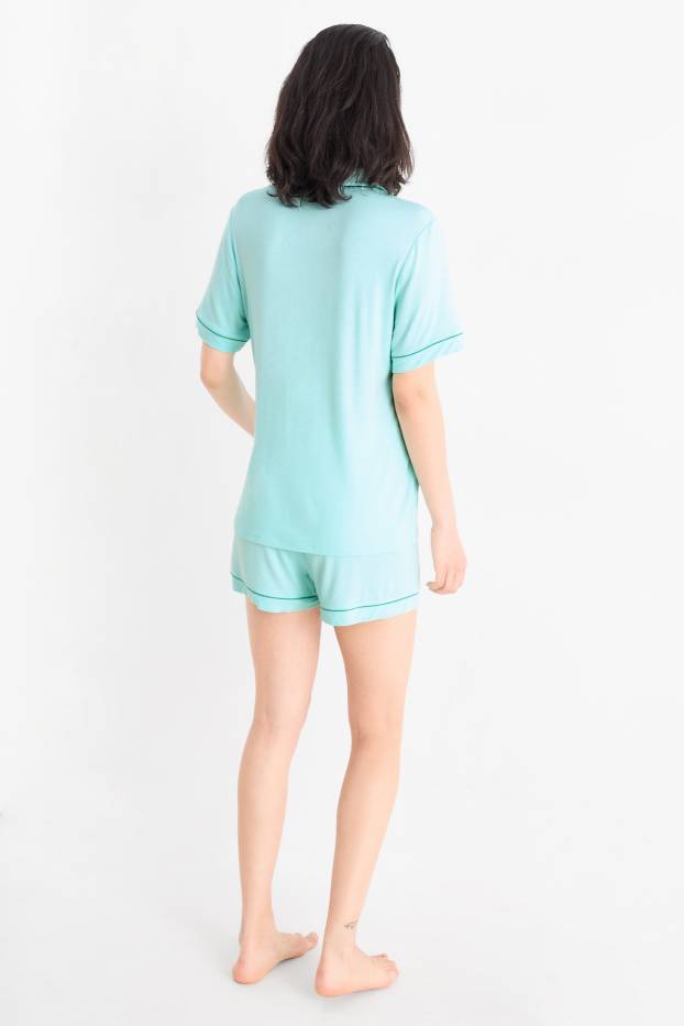 Donna - Pigiama corto in viscosa - turchese
