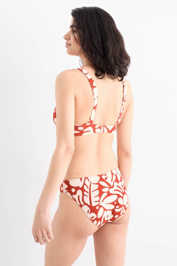 Damen - Bikini-Top - wattiert - LYCRA® XTRA LIFE™ - gemustert - rot / beige