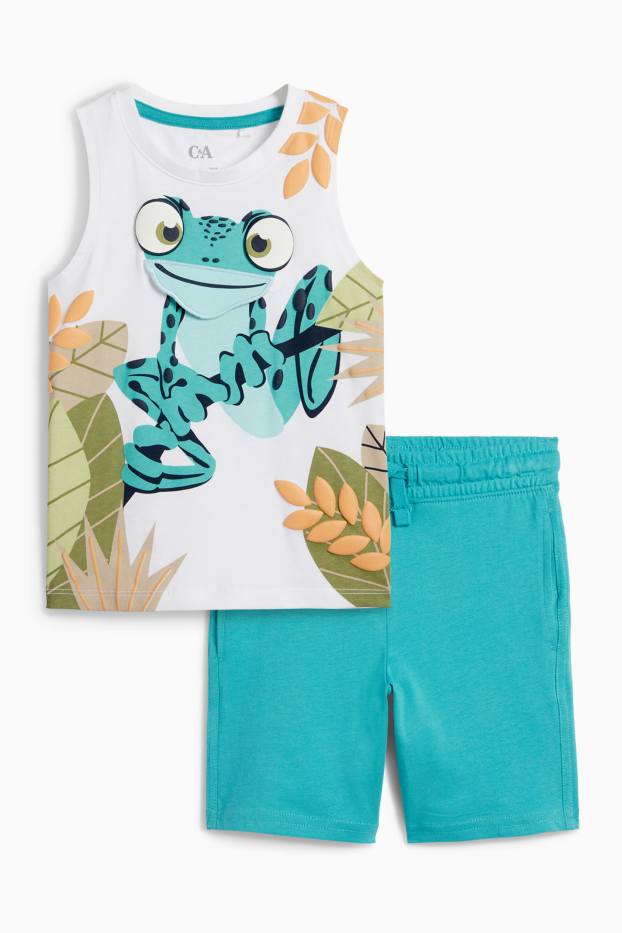 Bambini - Camaleonte - set - top e shorts - bianco