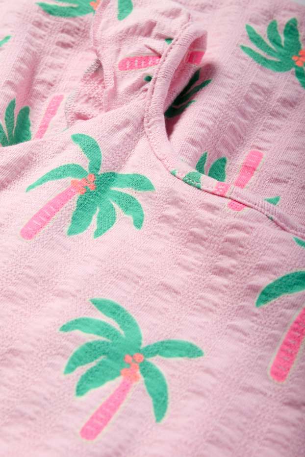 Enfants filles - Palmiers - robe - finition texturée - rose