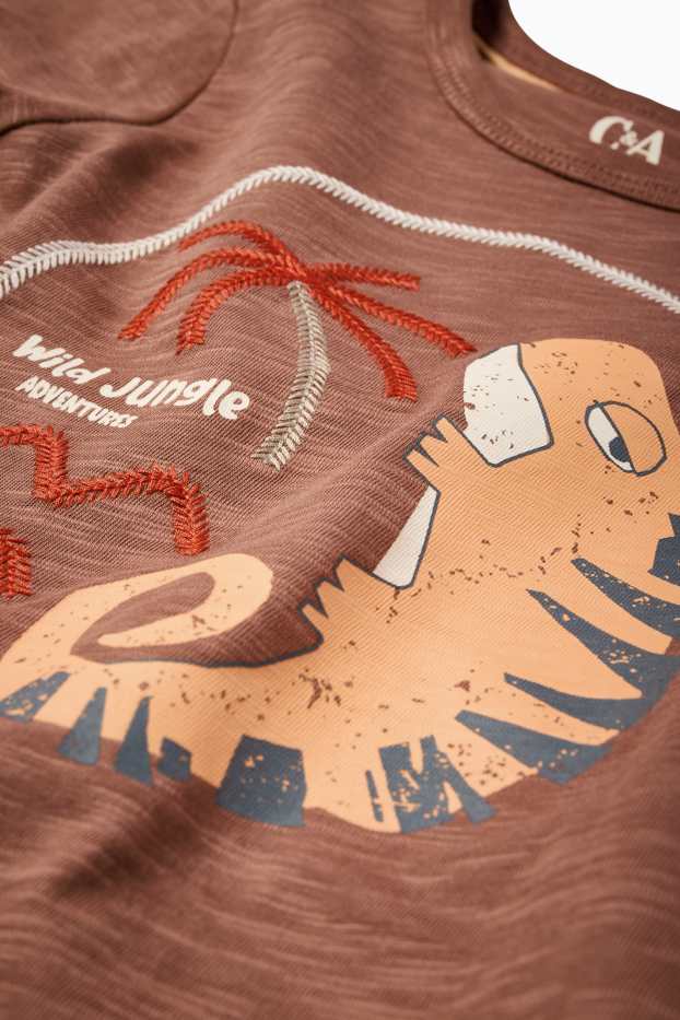 Bambini - Confezione da 3 - animali selvatici - top e 2 maglie a maniche corte - arancio scuro