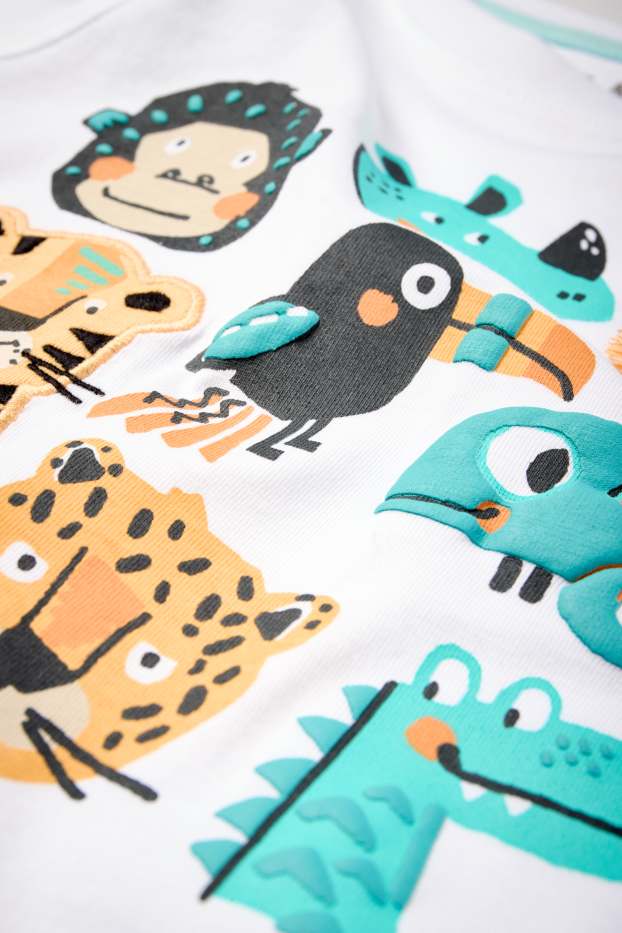 Bambini - Confezione da 3 - animali selvatici - top e 2 maglie a maniche corte - arancio scuro