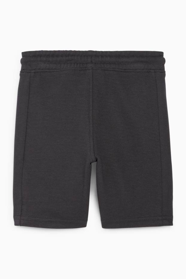 Enfants garçons - Bermudas en molleton - finition côtelée - gris foncé