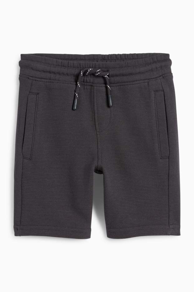 Enfants garçons - Bermudas en molleton - finition côtelée - gris foncé