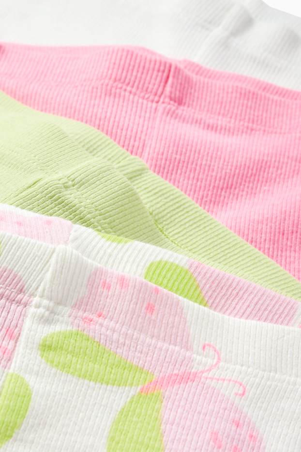 Copii - Fete - Multipack 4 perechi - fluture - pantaloni de ciclism - reiați - verde deschis