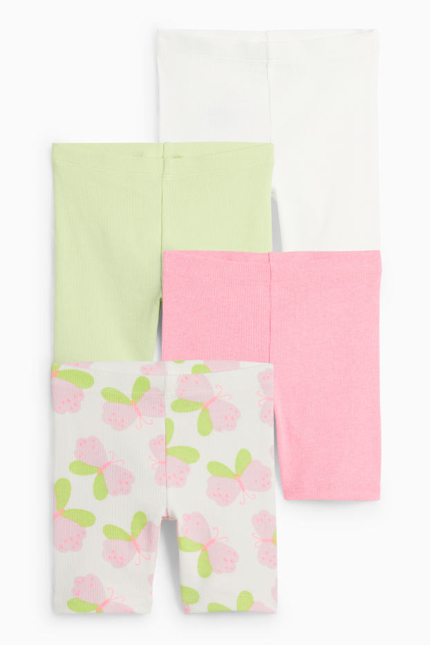 Copii - Fete - Multipack 4 perechi - fluture - pantaloni de ciclism - reiați - verde deschis