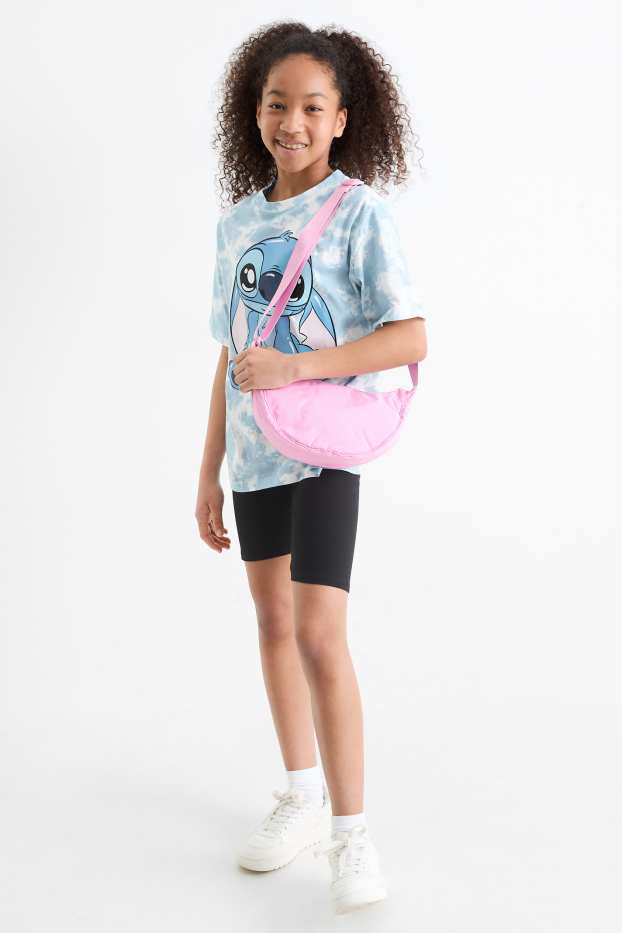 Kinderen: meisjes - Lilo & Stitch - set - T-shirt en fietsbroek - 2-delig - blauw / zwart