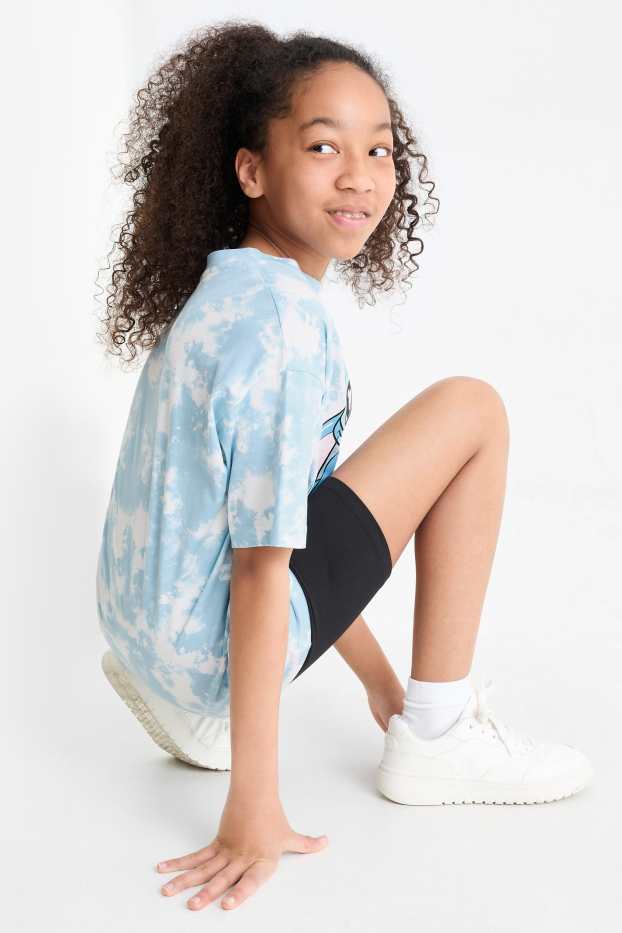 Kinderen: meisjes - Lilo & Stitch - set - T-shirt en fietsbroek - 2-delig - blauw / zwart