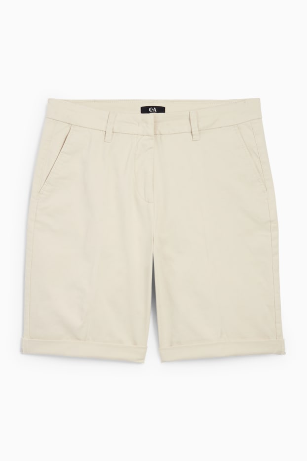 Kobiety - Szorty bermudy - średni stan - jasny beż