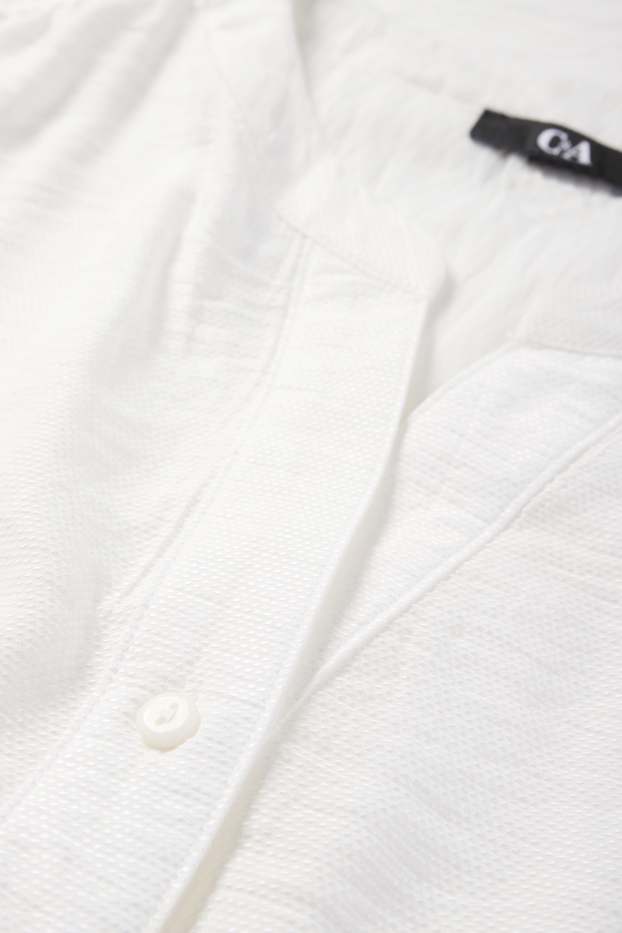 Damen - Bluse mit V-Ausschnitt - strukturiert - weiß