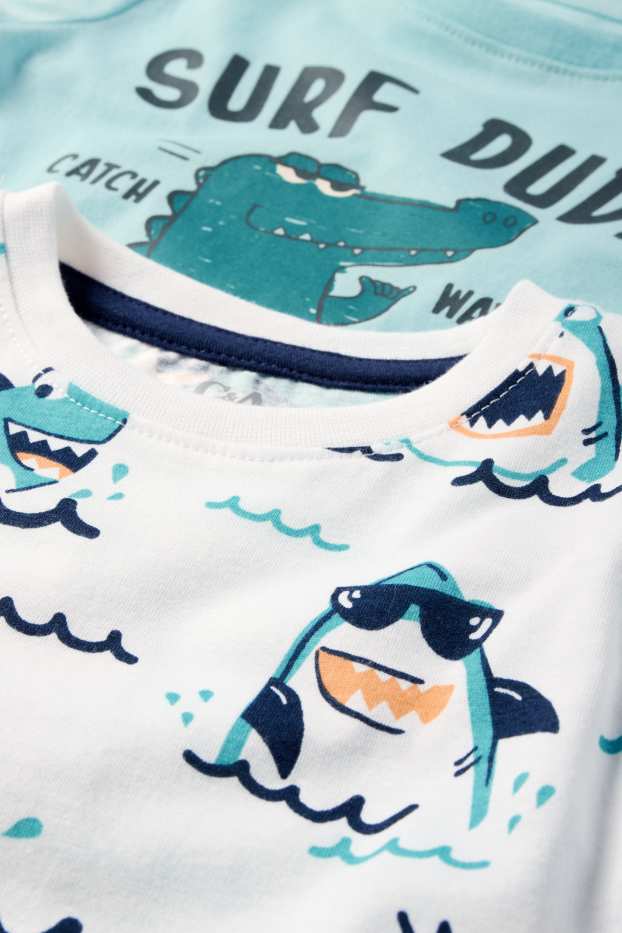 Children Boys - Multipack of 2 - shark and crocodile - top and short sleeve T-shirt - light turquoise