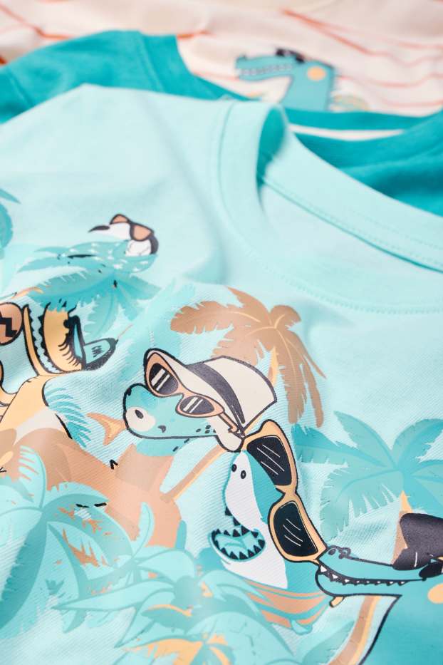 Copii - Băieți - Multipack 3 buc. - animale sălbatice - tricou cu mânecă scurtă - turcoaz