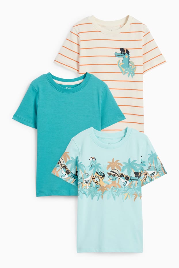 Copii - Băieți - Multipack 3 buc. - animale sălbatice - tricou cu mânecă scurtă - turcoaz