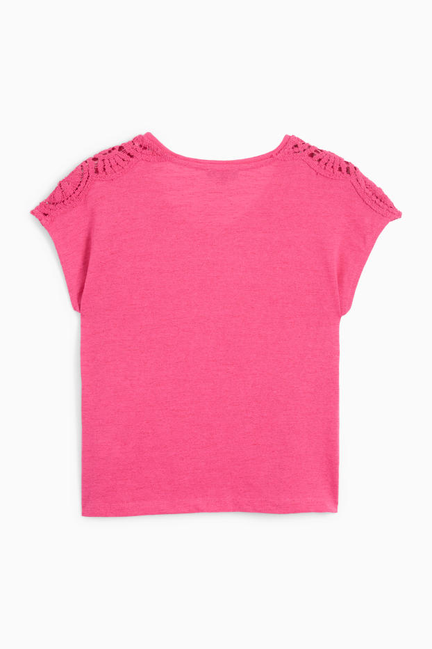 Women - V-neck T-shirt - regular fit - pink