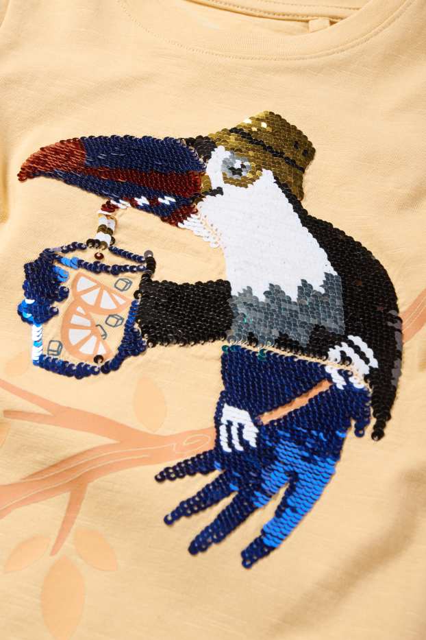 Copii - Băieți - Tucan - tricou cu mânecă scurtă - aspect lucios - portocaliu deschis