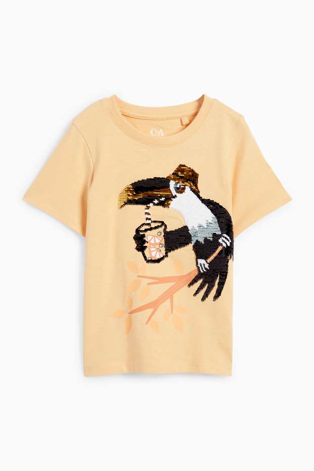 Copii - Băieți - Tucan - tricou cu mânecă scurtă - aspect lucios - portocaliu deschis
