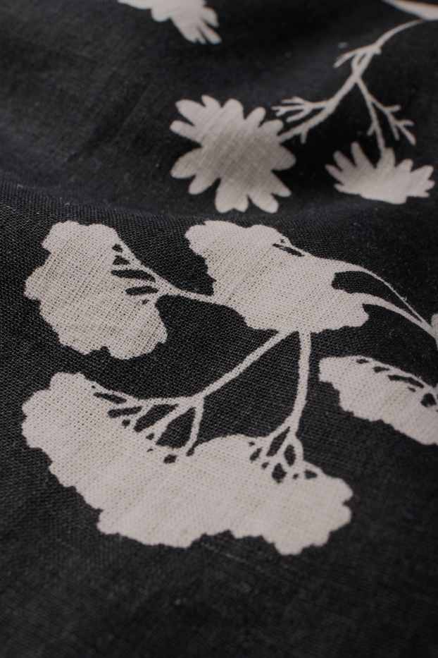 Donna - Blusa - misto lino - a fiori - nero